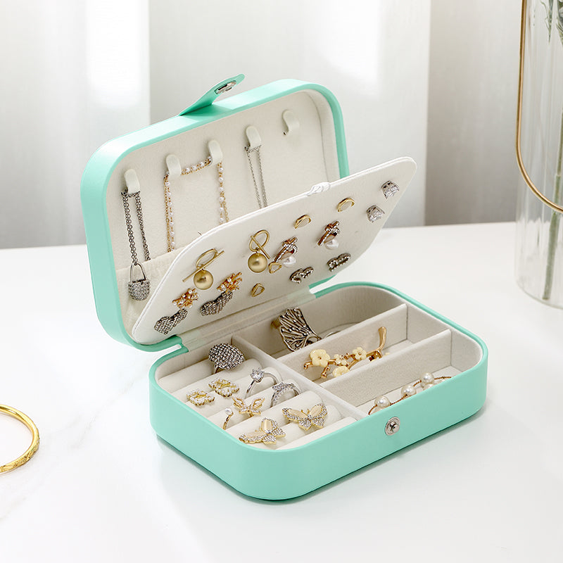 Jewelryboxapp Portable Travel Leather Jewelry Box for Earring Necklace Ring Organizer