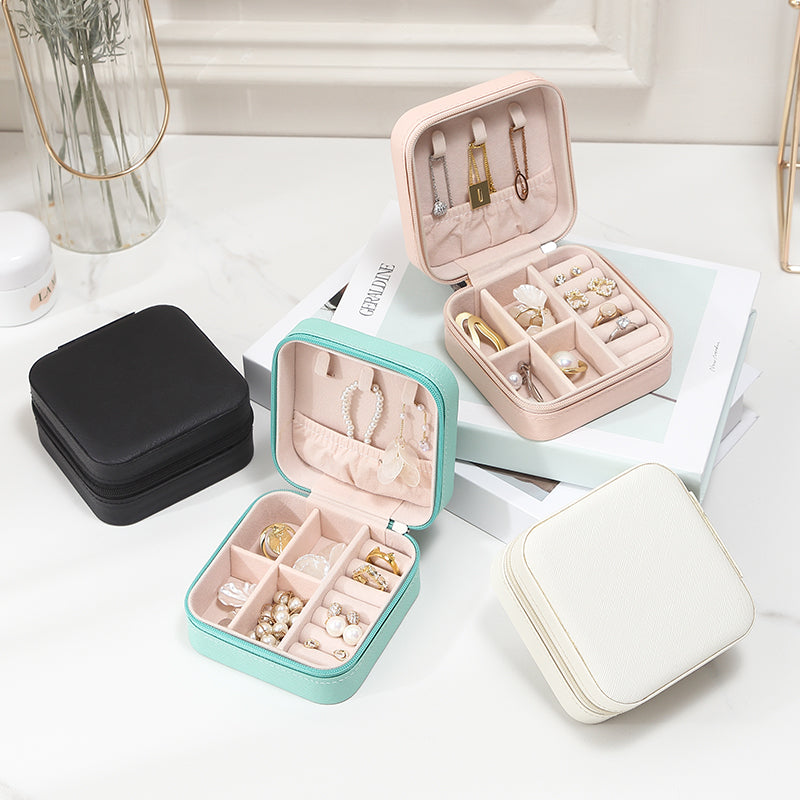 Travel Faux Leather Jewelry Box with Zip