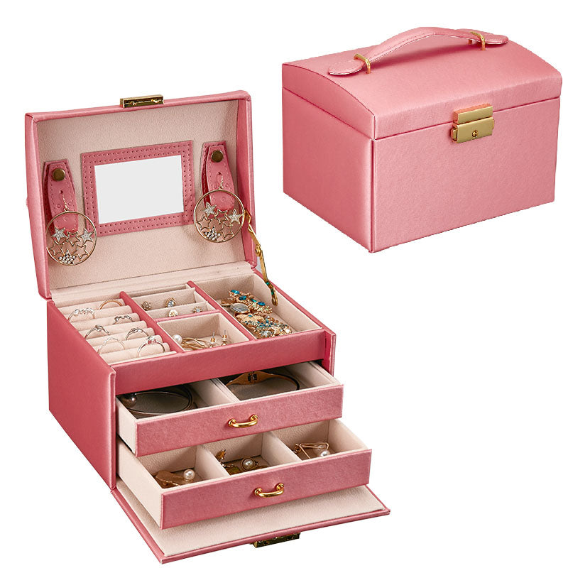 Jewelryboxapp Fashion PU Leather Jewelry Box Lockable Display Box